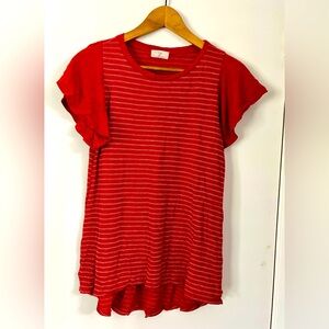 Anthropology T.la Red Striped Women's Top